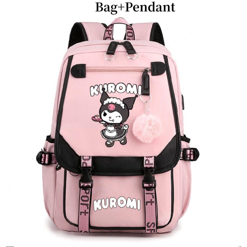 Kuromi Student Backpack With Usb Charging Port For Casual Travel And School Use