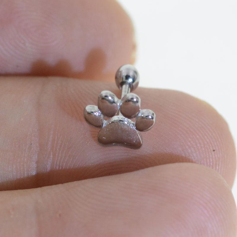 

Серьги-пусеты из нержавеющей стали 316L в виде кошачьей лапки для пирсинга губы и хеликса 1.2x6mm Rod