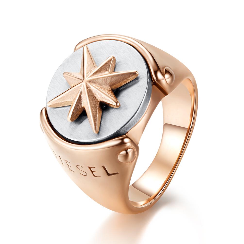 Octagonal Star Titanium Steel Ring Fashion Trendy Hand Decoration Ring Jewelry