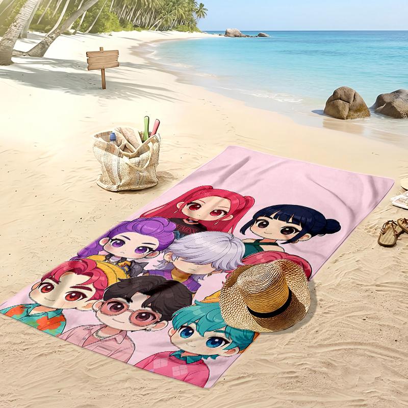 Asciugamano da Spiaggia Stampato Kpop Demon Hunters, Asciugamano Grande Assorbente ad Asciugatura Rapida per Estate e Attività all'Aperto in Acqua