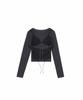 NO EXTRA TOUCH Bustier Layered Long Sleeve Tee (Charcoal) / 26Fwts003Ch