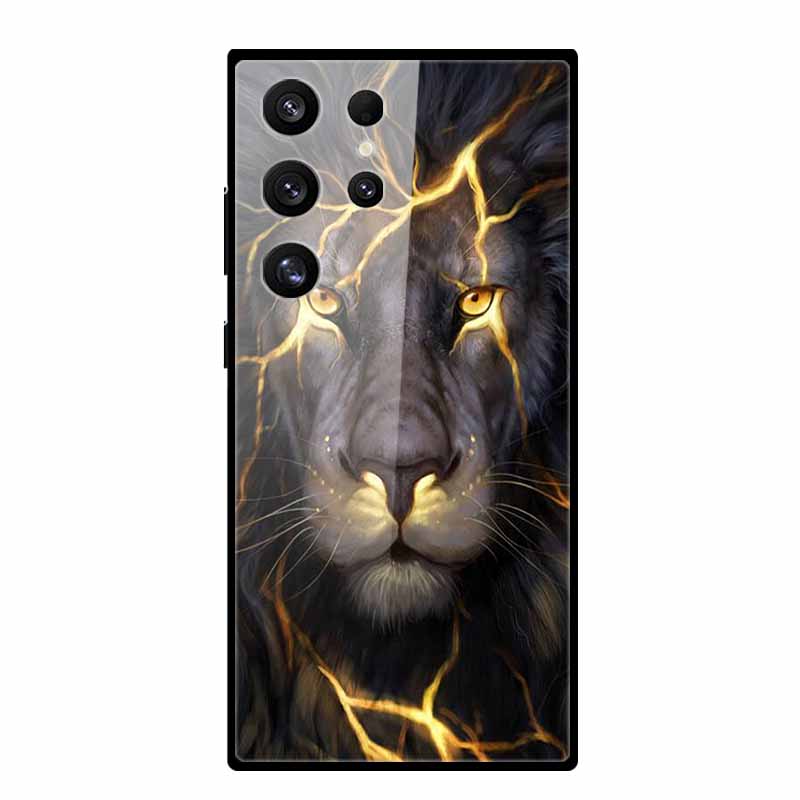 For Samsung S25 S 25 Ultra Hard Tempered Glass Case Capa Coque Bumper For Samsung Galaxy S 24 S24+ FE Wolf Phone Back Cover