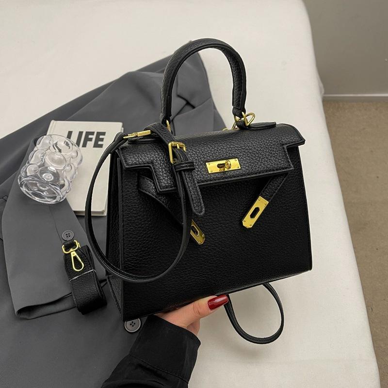 

Новый высококлассный однотонный замок, портативная женская сумка через плечо, трендовая чёрный