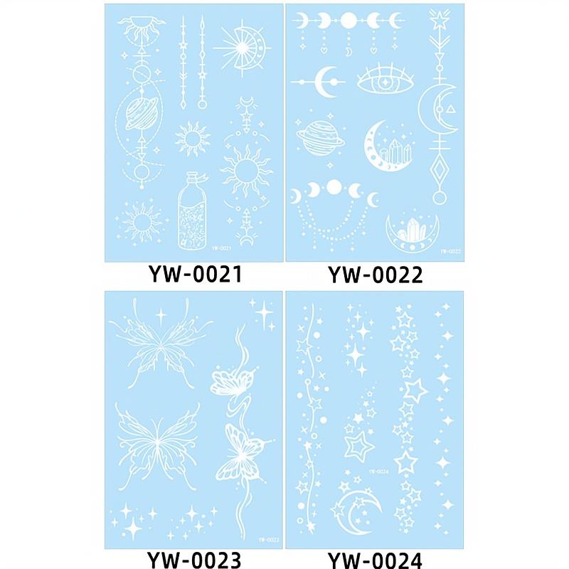 

For Women Men Long Lasting Flowers Fake Tatoo Finger 4sheets/set Body Art Luminous Waterproof Temporary Tattoo Sticker Butterfly Home Style2 білий