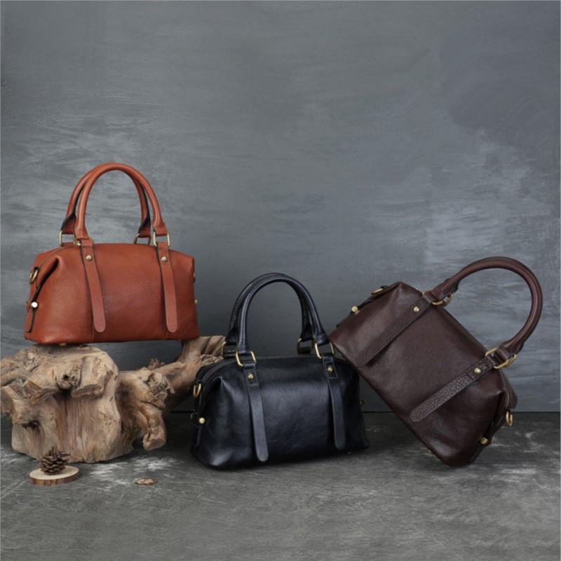 Johnature Women's Handbag Genuine Leather Retro Large Capacity Pillow Bag Commuting Versatile Cowhide Shoulder Bags