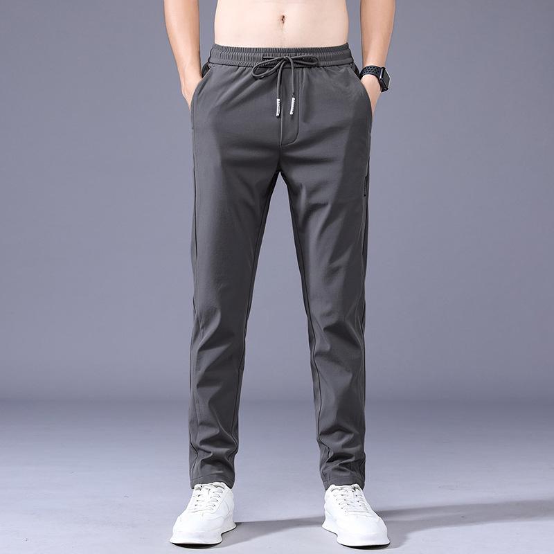 Ice Silk Cool Men's Elastic High Waist Slim Fit Sports Pants - Summer Casual Style 1062