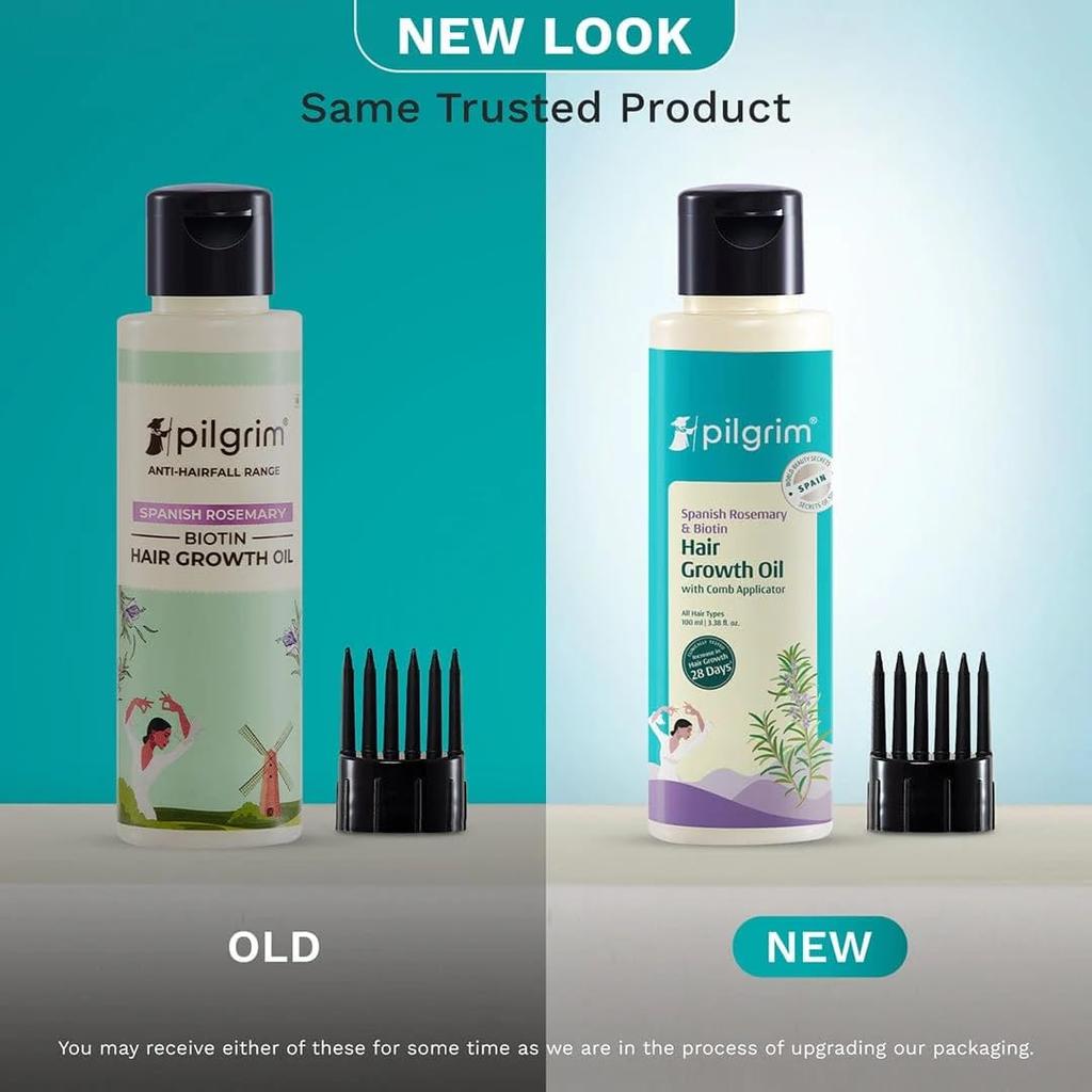 Pilgrim Spanish Rosemary & Biotin Hair Growth Oil 100ml | Reduces Hairfall & Strengthens Hair for Men and Women