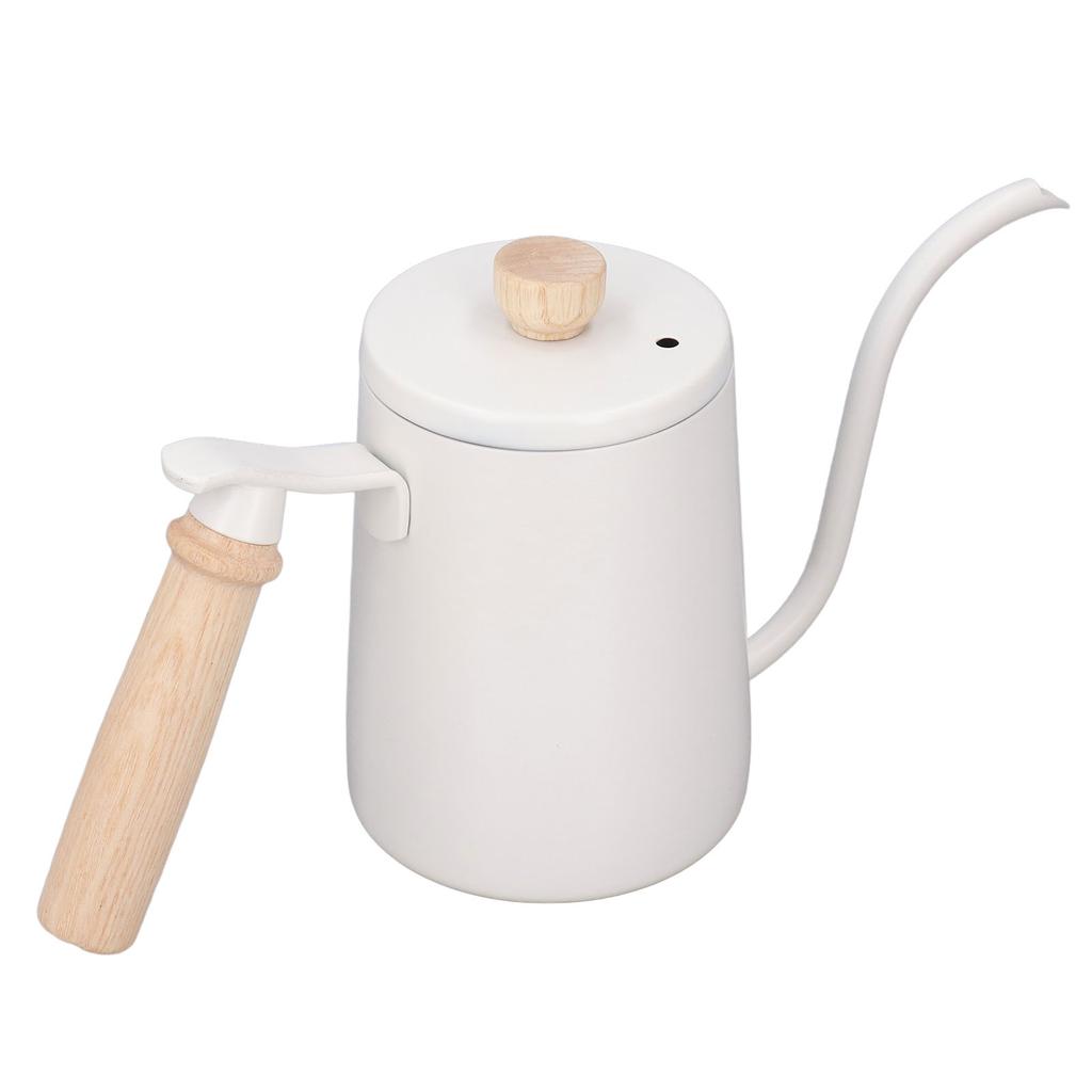 Coffee Pour Over Kettle 600ml Gooseneck Vent Hole Wooden Handle Food Grade Stainless Steel Ergonomic Gooseneck Kettle