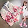 Youth Style Shoes Girls Lightweight Breathable Running Shoes With Rotating Buckle Kids Sports Outdoor Walking