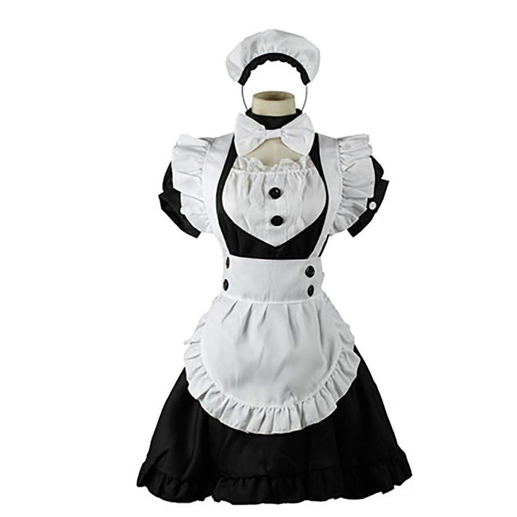 [Milky Time] British-Style Maid Outfit with Headband, Knee-Length (L)