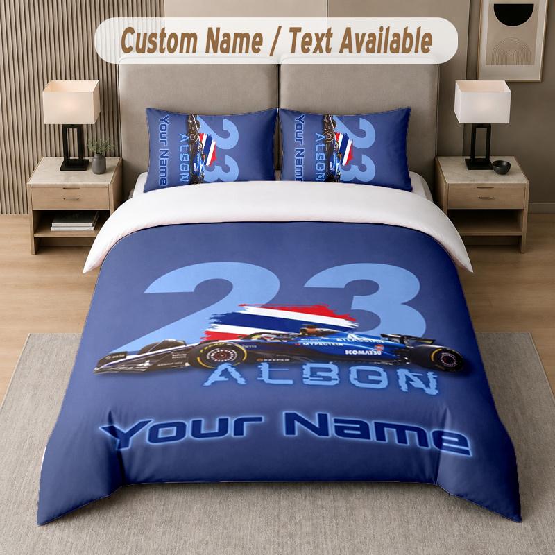 Custom Name Alex Albon 3Pcs Duvet Cover Set Personalized Text Bedding Pillowcases Bedroom