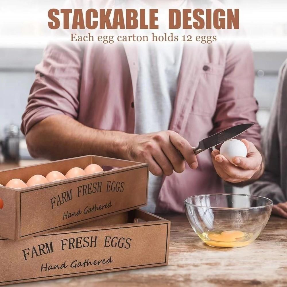 Open-Top Lid Egg Storage Box Rustic Egg Display Crates Durable Wood Egg Case  Farmhouse Use