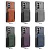 KEYSION PU Leather Phone Case for Samsung Galaxy Z Fold 7 6 5 4 3 Shockproof Cover With Magnetic Card Holder Bag Hinge Screen Protector