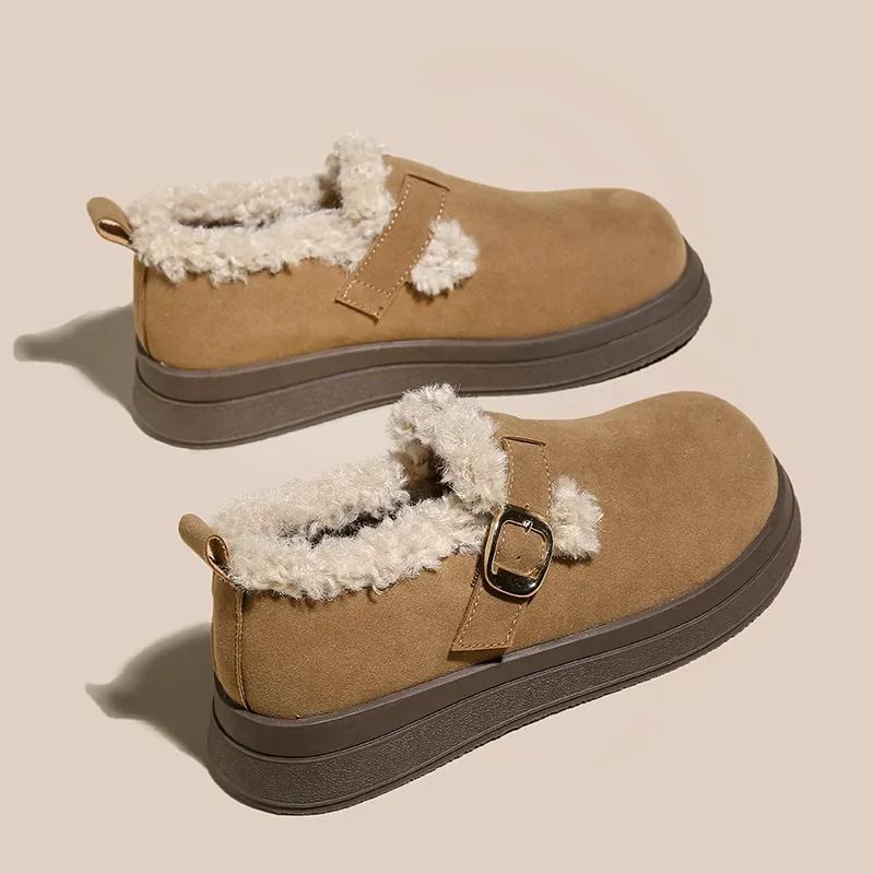 

Fashion New Soft Round Toe Winter Shoes Women Casual Sneakers Female Flats Clogs Platform Loafers With Fur Autumn Dress Retro Creepers 35 малиновый