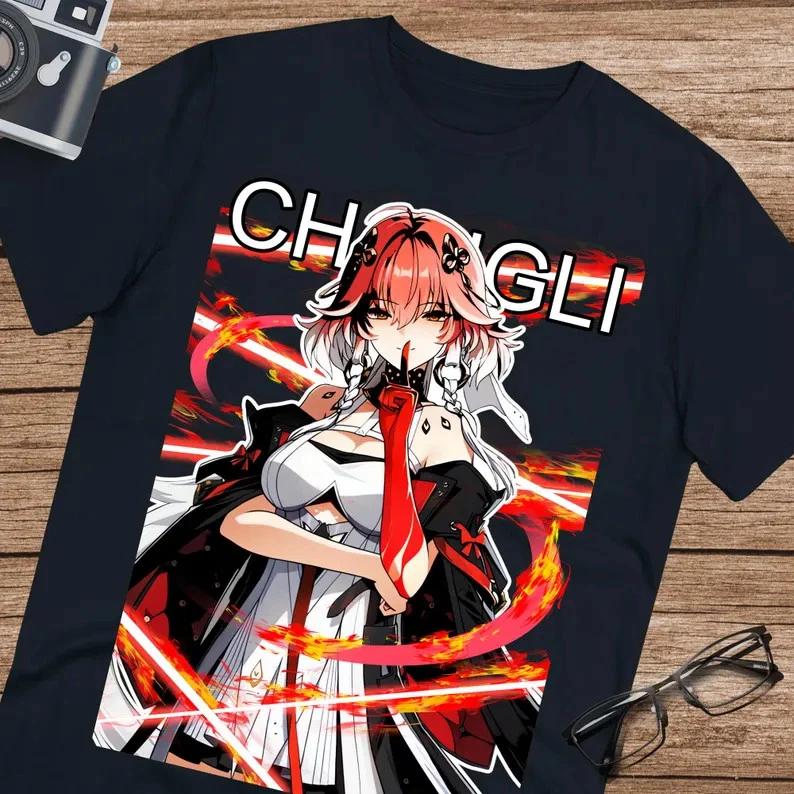 Anime Changli Wuthering Waves T Shirt Size S 4XL Black Size S 4XL S
