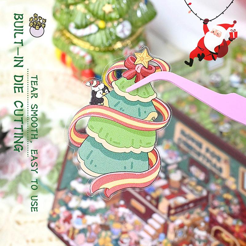 1/4Pcs Christmas Diy 3D Landscaping Stickers Miniature Scene Cabin Stickers Scene Stacking Pasting Cute Adult Child Gift