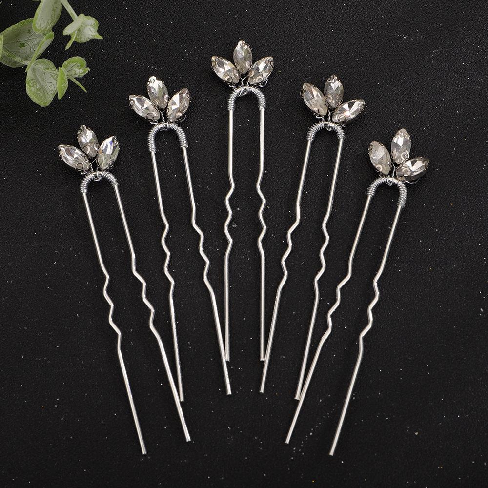 European & American Green Rhinestone Hairpin: Elegant U-Shaped Wedding Hair Accessory for Qipao Dresses.