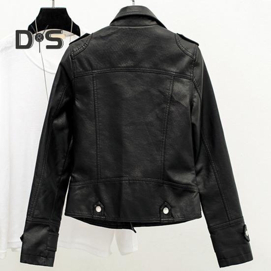 Kvinner Vår Høst Imitert Skinnjakke Lapel Langermet Glidelåslomme Kort jakke Motorsykkeljakke Outwear Streetwear