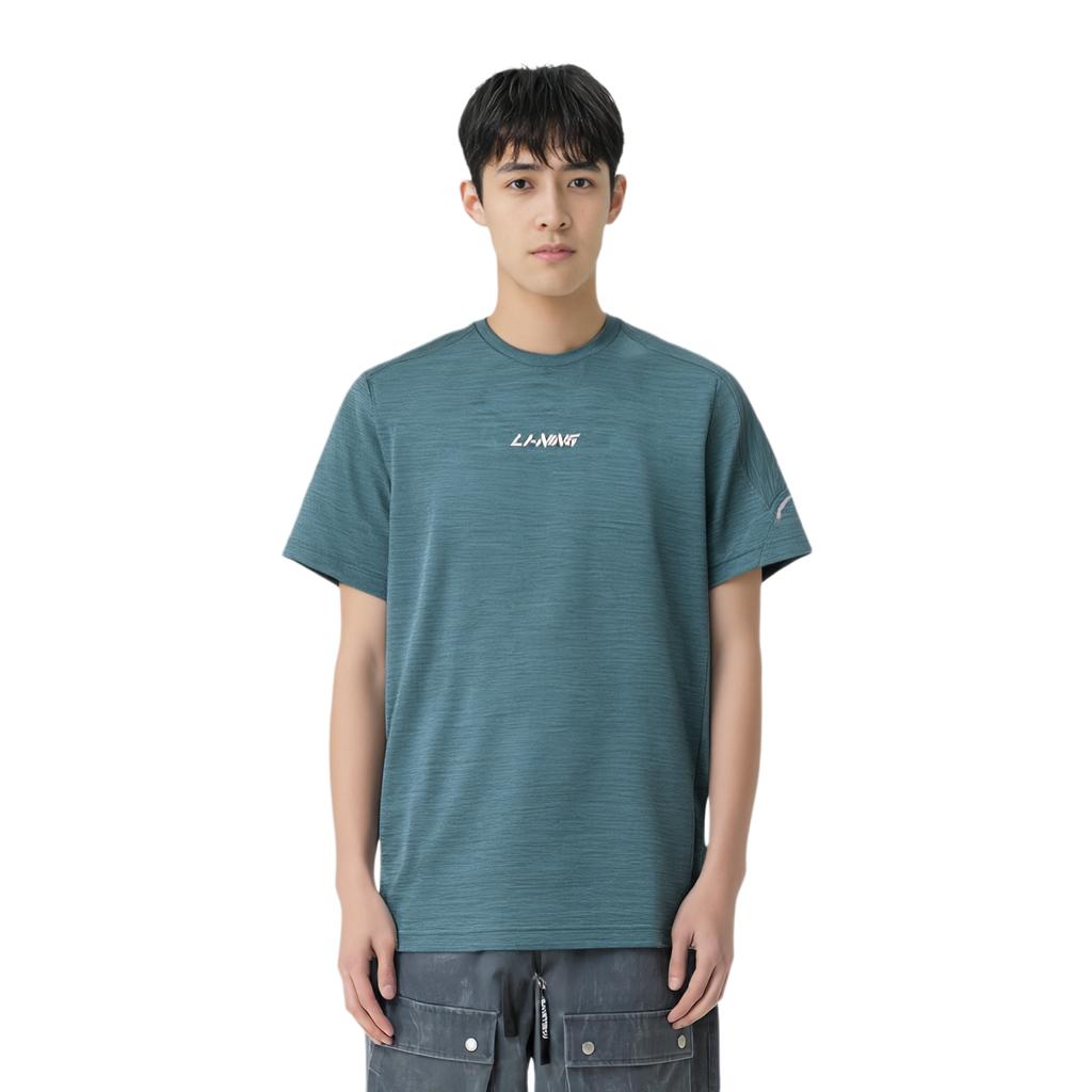Li Ning Fitness Series T Shirt Men's Wild Duck Green Floral Gray ATSU725-1