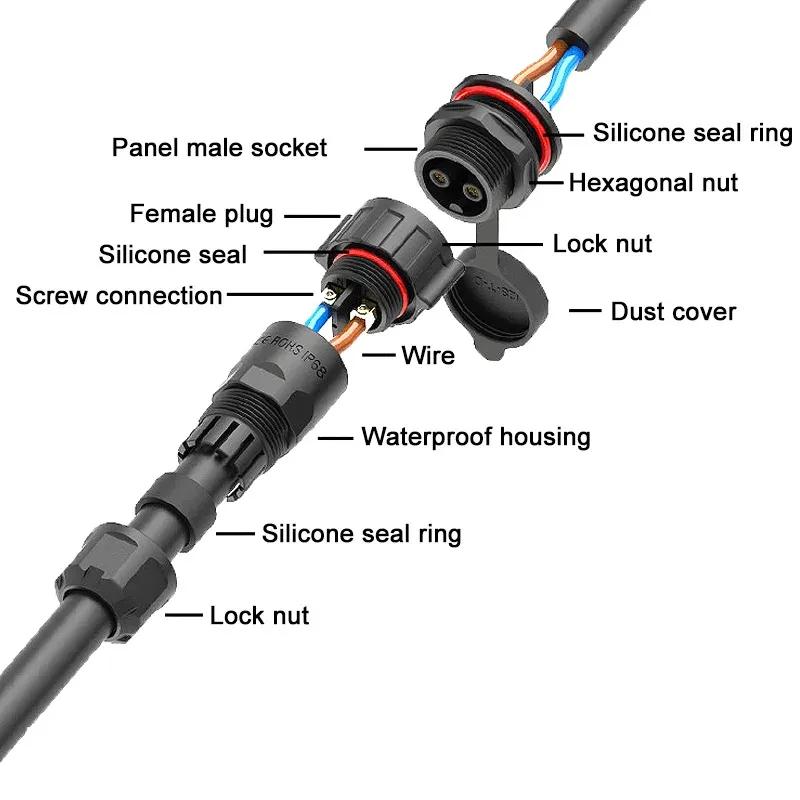 M28 Docking/Panel Type Industrial Grade Waterproof Aviation Plug 2/3/4/5/6pin Solderless/Welding Connectors M28 25A/35A/50A 300V