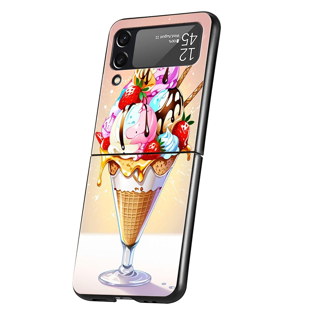 Eis-Hart-PC-Handyhülle Für Samsung Galaxy Z Flip 7 6 5 4 Schwarze Hülle Für Galaxy Z Flip 3 Faltbare Capas Fundas Coque Taschen