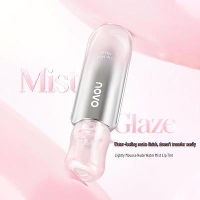 NOVO6312 Water Mist Lip Glaze: Light Bare Feel, Matte, Non-Staining, Brightens Complexion & Gentle On Skin.