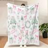 Festive Watercolor Christmas Blanket - Whimsical Pattern with Pastel Green, Pink & White Elements (Trees, Nutcrackers, Gifts, St