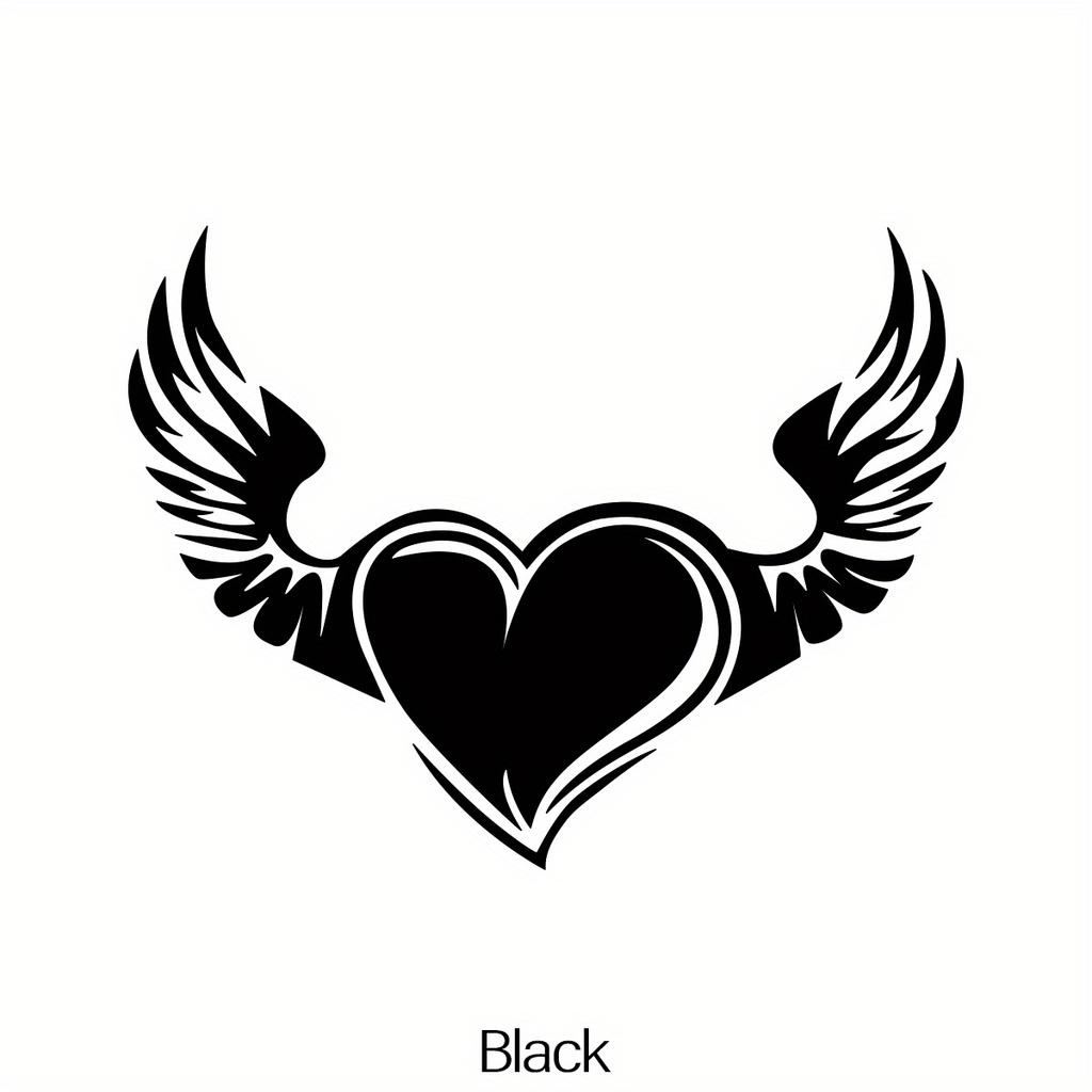 1 Stück Liebesherz Flügel Mode Autoaufkleber für Auto Fenster Stoßstange Kofferraum Karosserie Styling Selbstklebende Autozubehör Vinyl Aufkleber