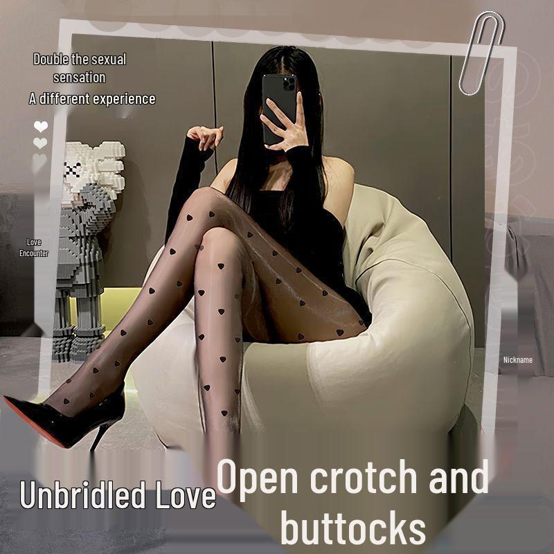 Herz Tupfen Schwarz Strümpfe - Damen Sexy Anti-Laufmaschen Strumpfhose