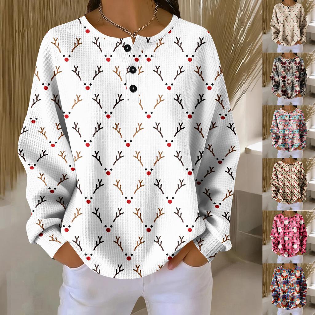 Women's Casual Shirts Long Sleeve Tops Button Up V Neck Loose Knit Fall Favorites For Women