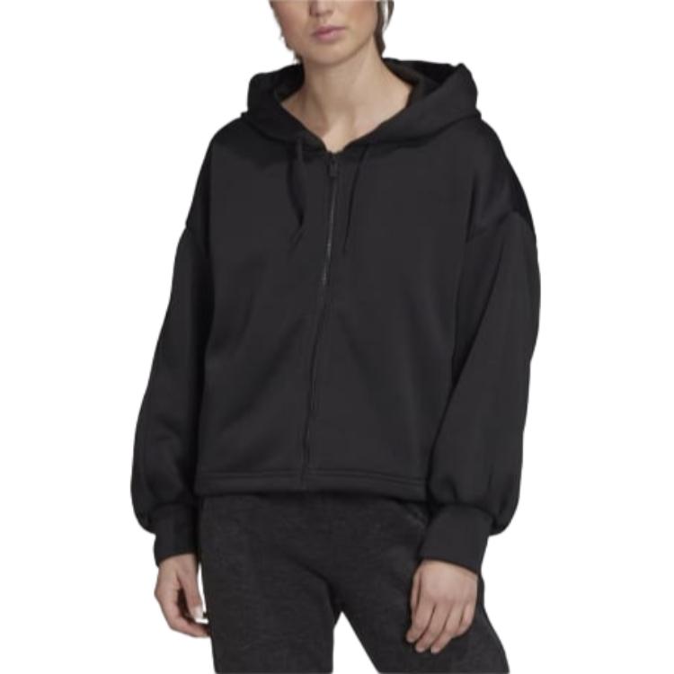 

Adidas Solid Color Comfortable Casual Long Sleeve Jacket Unisex Jackets Black FQ7245 M