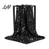 Large Decorative Neck Scarf Women Satin Square Scarf 35"x35" Musical Note Printed Gift for Music Lovers Silky Neckerchief Shawl Wrap Multifunctional