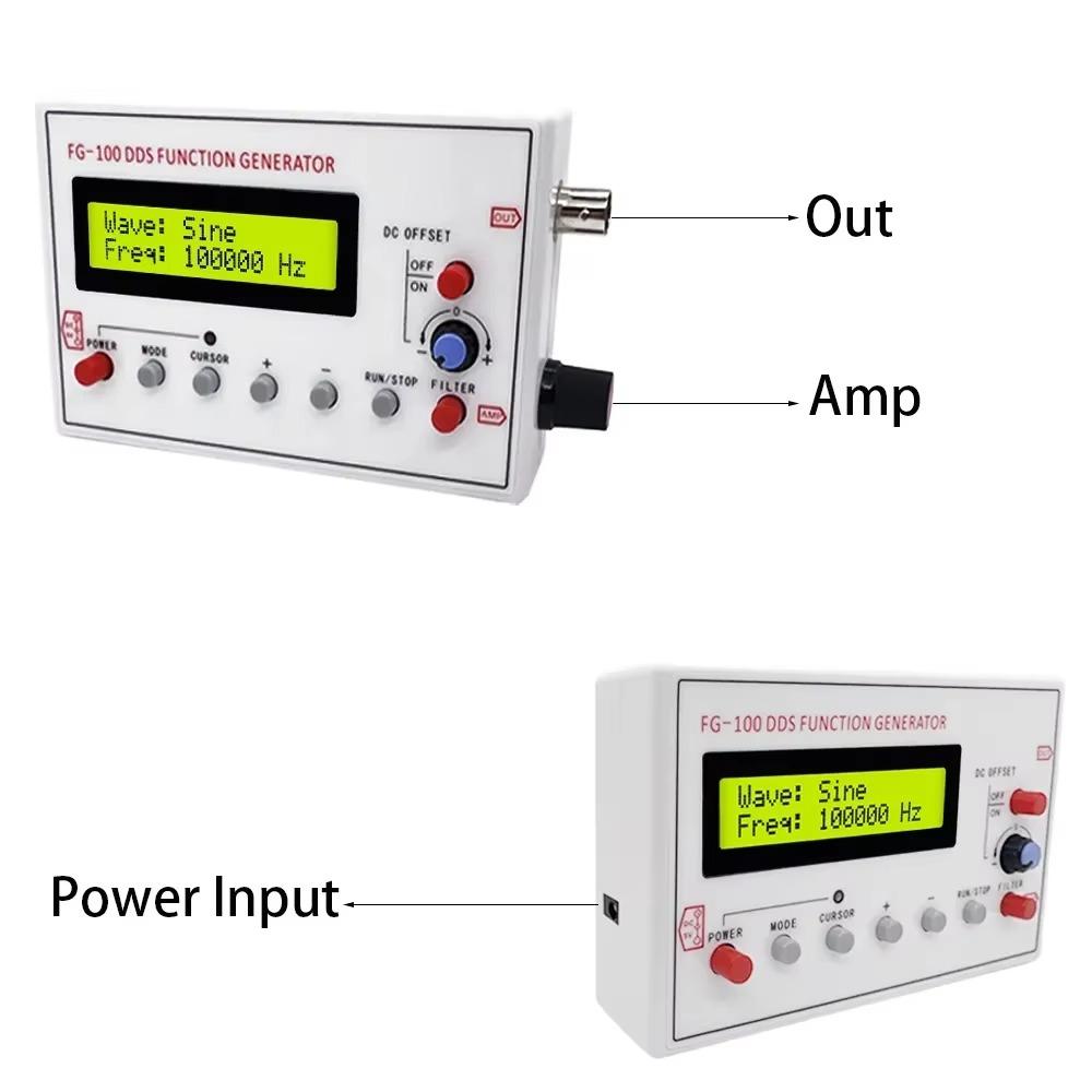 FG-100 DDS Function Signal Generator 1Hz-500kHz Sine Square Triangle Waveform Output USB 5V Powered Frequency Tester
