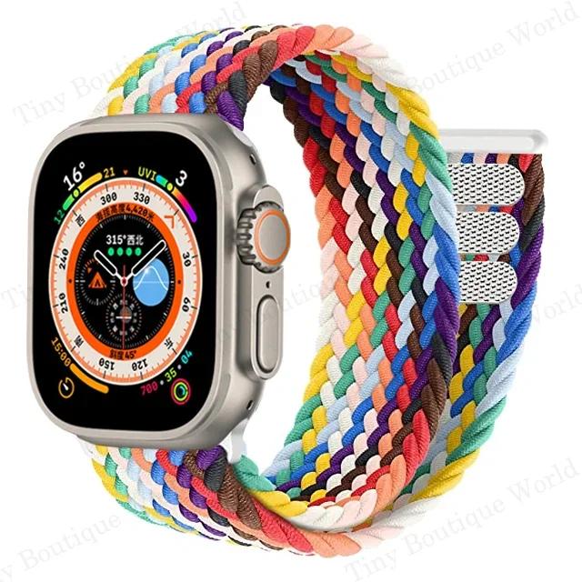 Braided Solo Loop For Apple watch Bands 40mm 44mm 49mm 45mm 41mm 38mm 42mm Elastic bracelet iWatch series 9 8 7 se Ultra 2 Strap