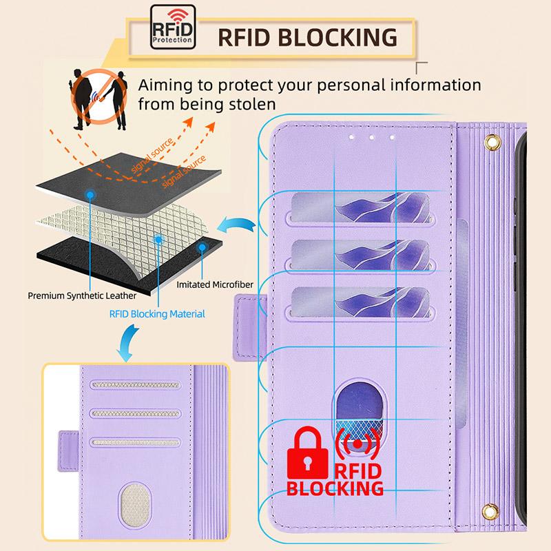 For Honor Magic6 Pro 5G Crossbody Case RFID Blocking Card Holder PU Leather Flip Phone Cover