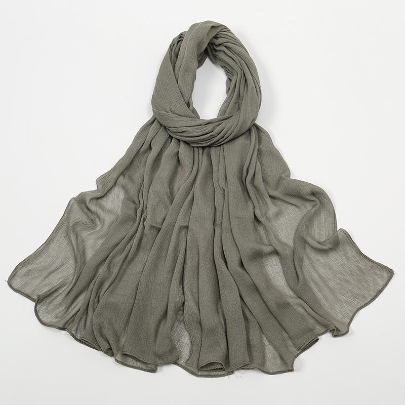 Crinkle Muslim Women Hijab Wrinkle Rayon Headscarf Solid Color Women's Turban Plain Viscose Cotton Musulman Femme Shawl Ramanda