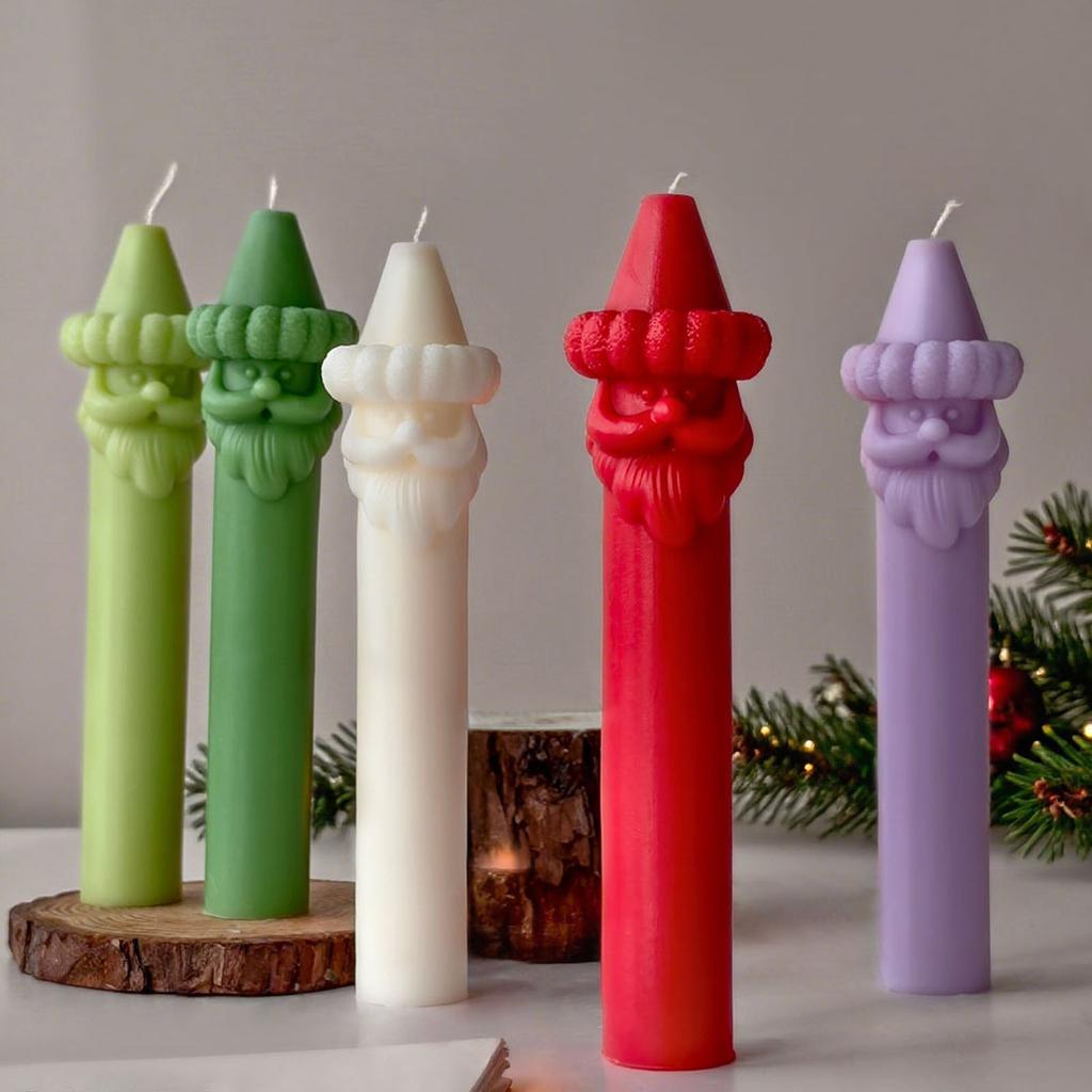 Santa Clause Pillar Candle Silicone Mold For Holiday Decoration Christmas Candle Silicone Mold for Making Candle Soap