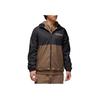 Jordan Essential Hbr Woven Jacket With Color Block Logo Print And Hood Men Jacket Black Coffee DV7651-010