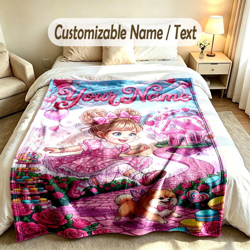 Fantasy Magic Theme Soft Blanket Personalized Custom Name Text Print Warm Blanket Home Sofa Bedroom Decor