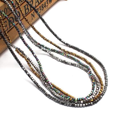 2 * 2 mm zlaté/stříbrné/černé vícebarevné pokovené šestiúhelníkové Drusy hematitové korálky pro výrobu šperků 15 palců