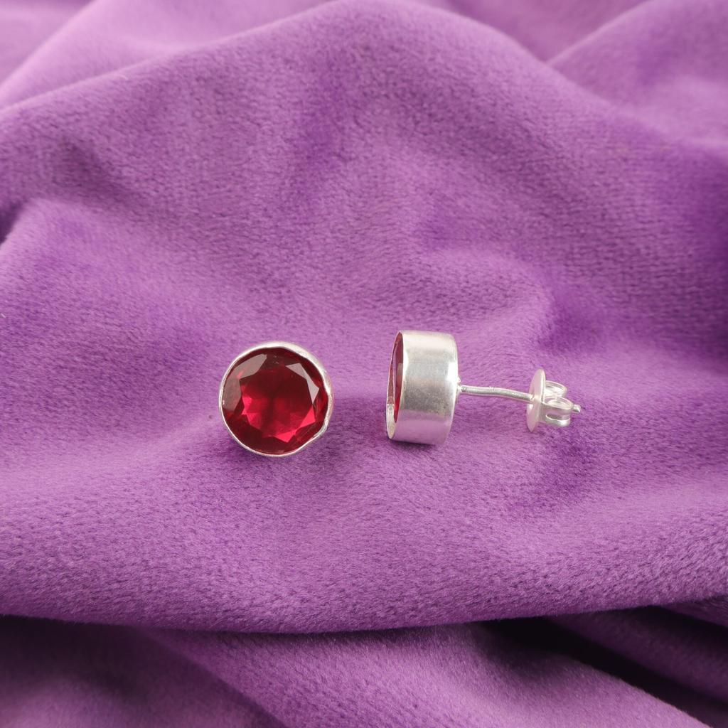 Natural Pink Rubellite Sterling Silver Unique Boho Stud Post Earrings Jewelry EE-150-4