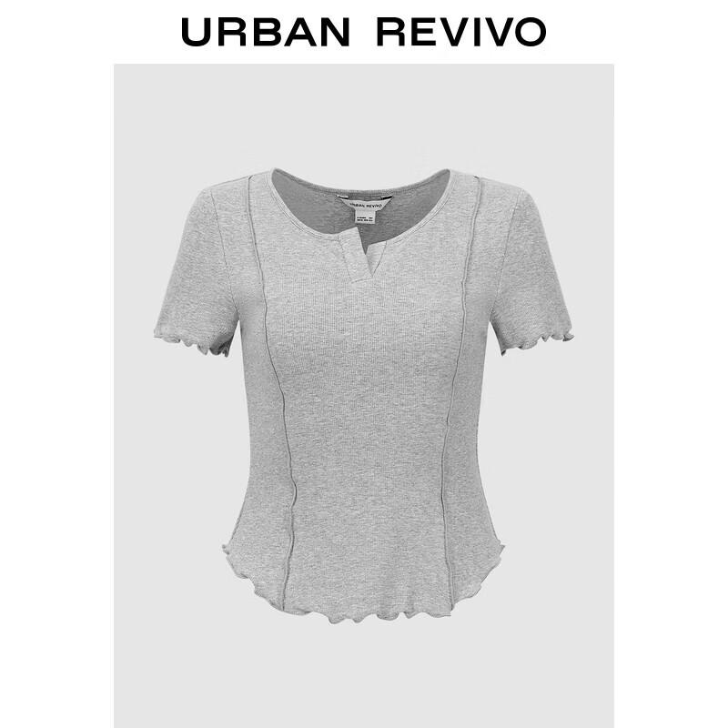 UR2026 Women s Casual Ruffle Trim Short Sleeve T-Shirt M