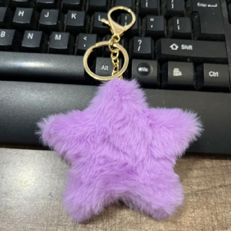 Multi Functional Star Keychain Plush Soft Key Holder Blue Design For Quick Access And Decorative Purposes
