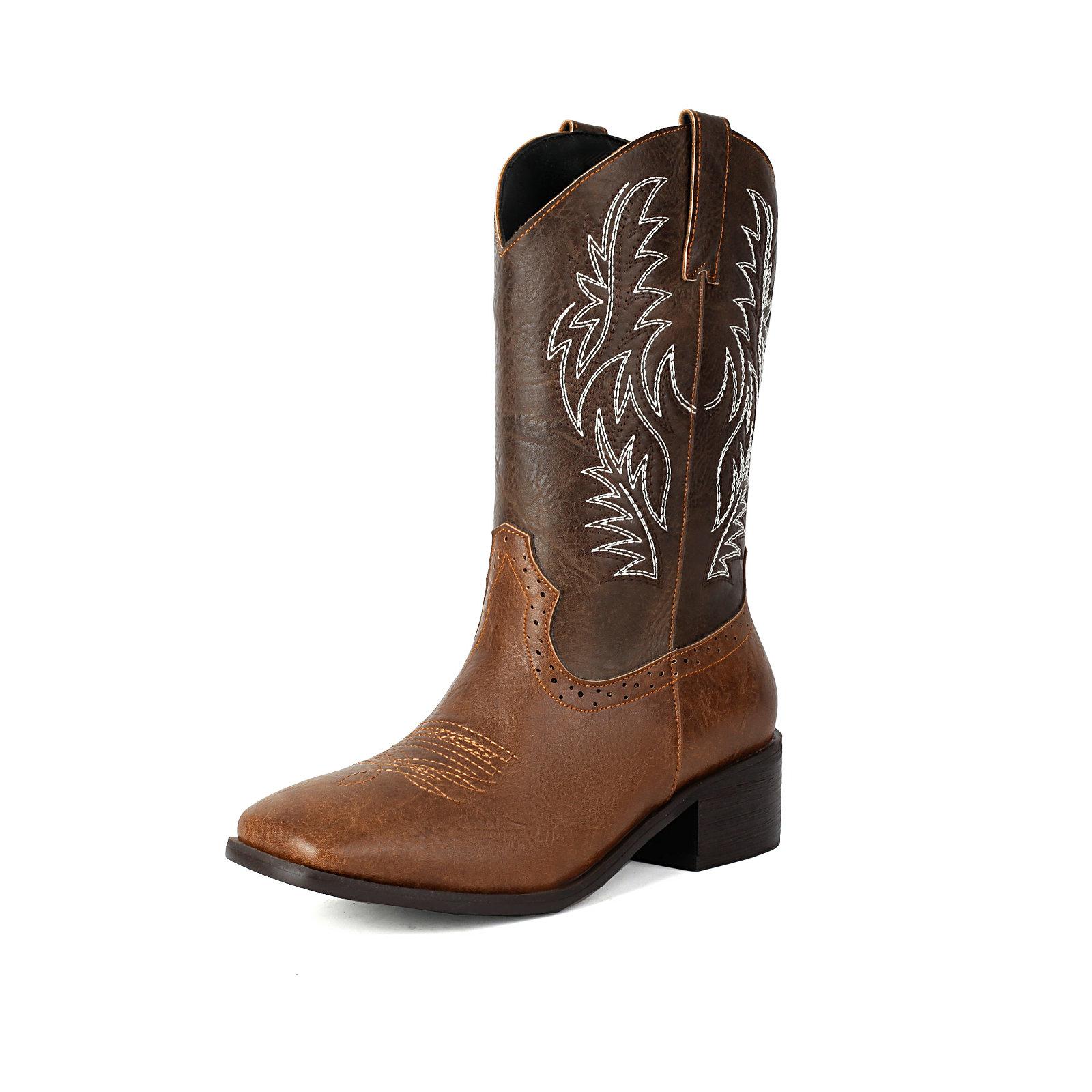 

Вышитые ковбойские ботильоны женские пэчворк смешанных цветов удобная ретро обувь 43