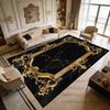 Black Marble Golden Light Luxury Soft Living Room Rug Decoration Courtyard Antiskid Fluffy Carpet Easy Clean Foldable Floor Mats