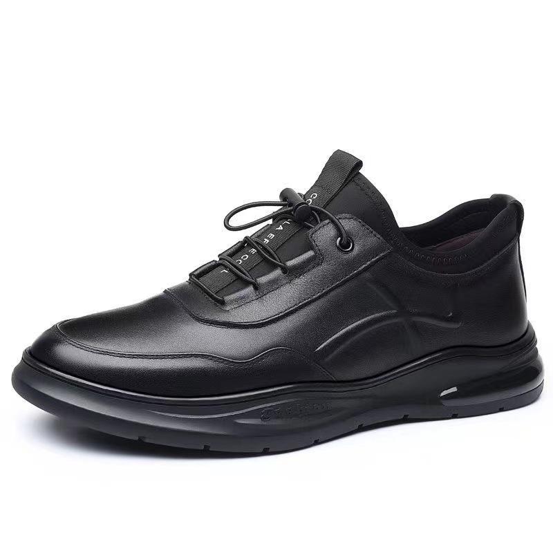 22 autumn and winter casual leather shoes black dirt-resistant medium dad single shoes