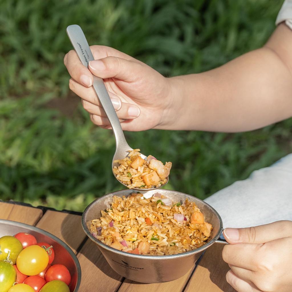 Boundless Voyage Titanium Solo Outdoor Camping Includes Storage Ti1068T Spoon, Lightweight, Durable, Compact, Cutlery, Cookware, Camping, Tableware,