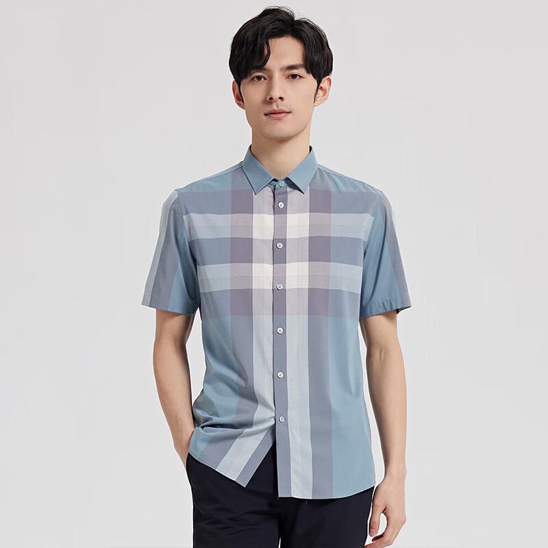 TRIES Men s Retro Plaid Short-Sleeve Shirt XL