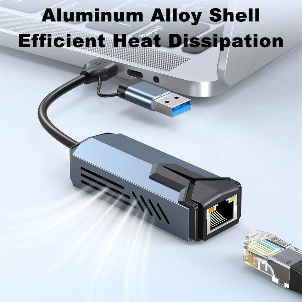 5G USB Ethernet Adapter USB 3.0 Network Card to USB RJ45 Lan for PC Windows 8.1/10/11 USBA USBC Switch Gigabit Ethernet