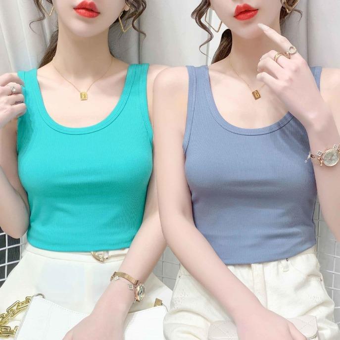 Plus Size Modale Knitted Summer Tank Top Simple Design Vest for Women